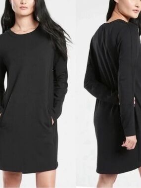 Athleta Balance Long Sleeve Dress Tunic | Black Medium Tencel